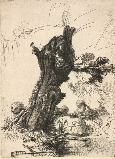 Saint Jerome beside a Pollard Willow by Rembrandt van Rijn