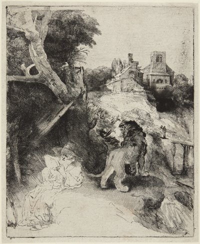 Saint Jerome in an Italian Landscape by Rembrandt van Rijn