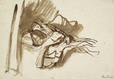 Saskia Asleep in Bed by Rembrandt van Rijn