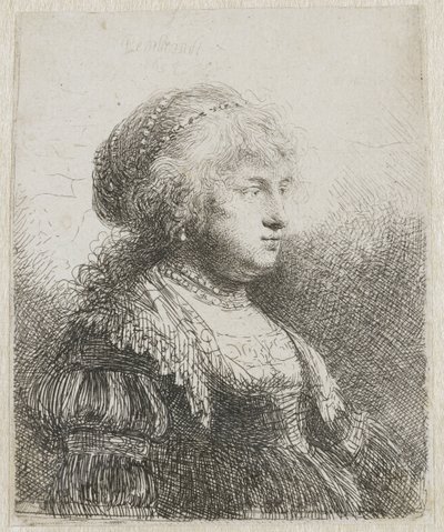 Saskia with Pearls in Her Hair by Rembrandt van Rijn