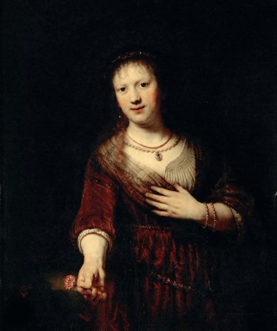 Saskia with the red flower by Rembrandt van Rijn