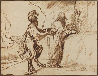 Satan Tempting Christ to Change Stones into Bread by Rembrandt van Rijn