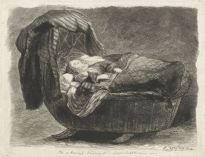 Sleeping Child in a Cradle by Rembrandt van Rijn