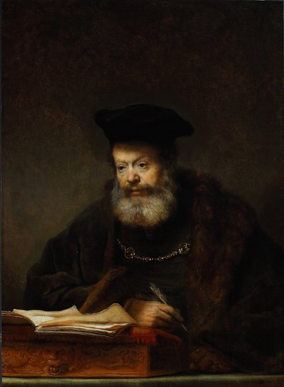 Scholar at his Writing Table by Rembrandt van Rijn