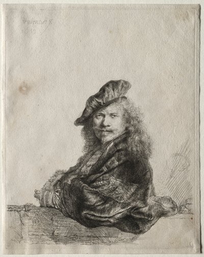 Self-Portrait Leaning on a Stone Sill, 1639 by Rembrandt van Rijn