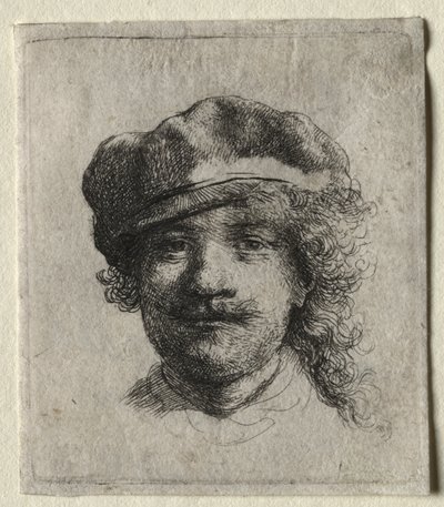 Self-Portrait Wearing a Soft Cap: Full Face, Head Only by Rembrandt van Rijn