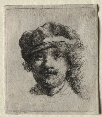 Self-Portrait Wearing a Soft Cap: Full Face, Head Only by Rembrandt van Rijn