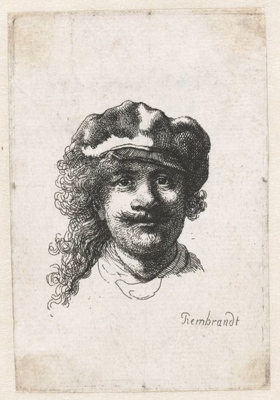 Self-Portrait Wearing a Soft Cap: Full Face, Head Only by Rembrandt van Rijn