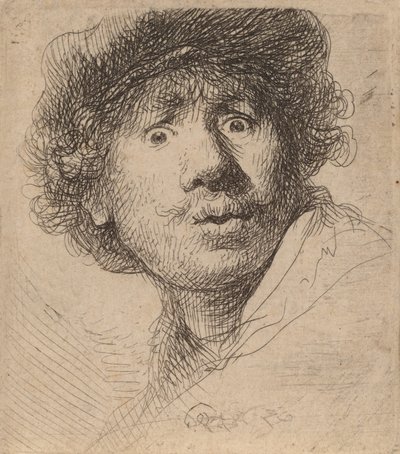Self-Portrait in a Cap, Open-Mouthed by Rembrandt van Rijn
