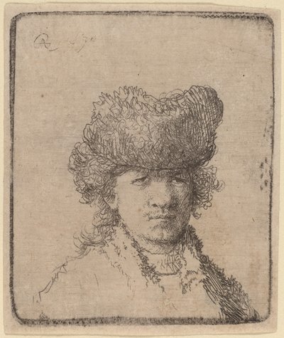 Self-Portrait in a Fur Cap by Rembrandt van Rijn