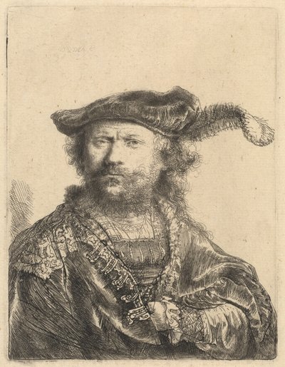 Self-Portrait in a Velvet Cap with Plume by Rembrandt van Rijn
