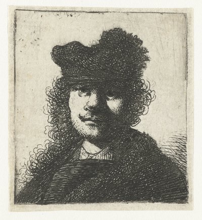 Self-portrait in a Cap and Dark Cloak: Bust by Rembrandt van Rijn