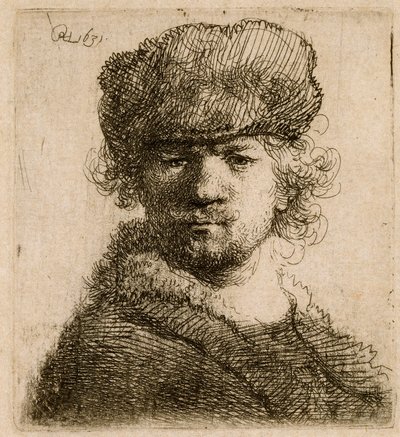 Self-portrait in a Heavy Fur Cap: Bust, 1631 by Rembrandt van Rijn