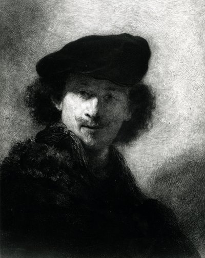 Self Portrait with a Velvet Beret by Rembrandt van Rijn