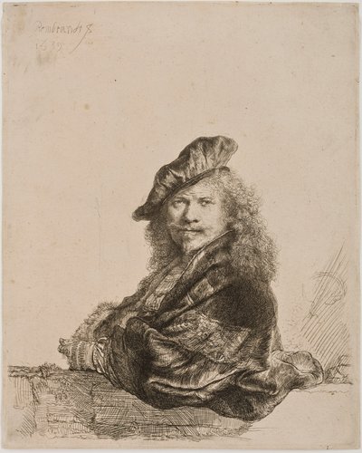 Self portrait leaning on a window sill, 1639 by Rembrandt van Rijn