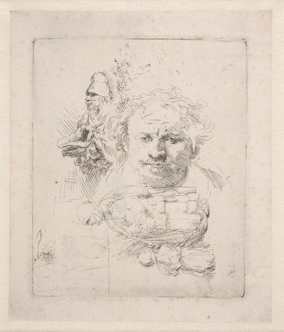 Sheet of Studies with the Head of Rembrandt, a Beggar Man, Woman and Child by Rembrandt van Rijn