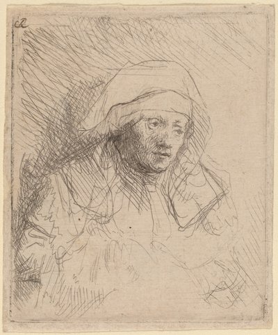 Sick Woman with a Large White Headdress (Saskia) by Rembrandt van Rijn