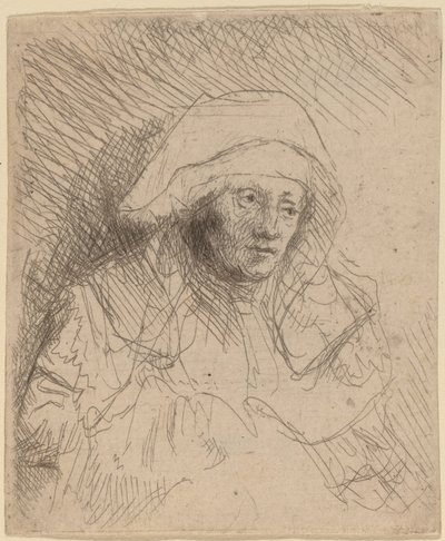 Sick Woman with a Large White Headdress (Saskia) by Rembrandt van Rijn