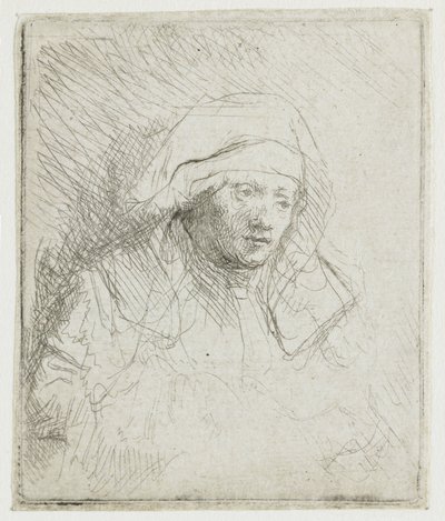 Sick Woman with a Large White Headdress (Saskia) by Rembrandt van Rijn