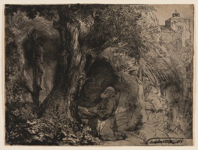 St. Francis Beneath a Tree Praying by Rembrandt van Rijn