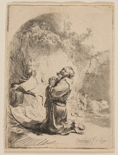 St. Jerome Praying: Arched by Rembrandt van Rijn