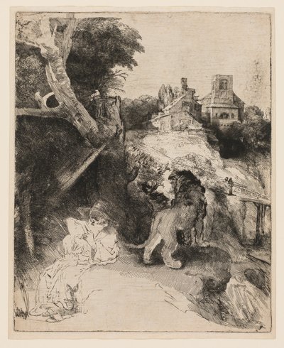 St. Jerome Reading in an Italian Landscape by Rembrandt van Rijn