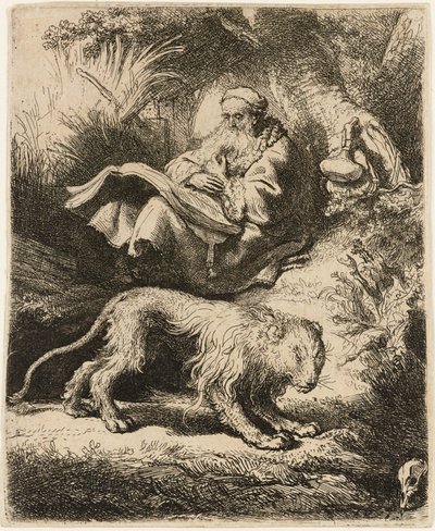 St Jerome reading by Rembrandt van Rijn
