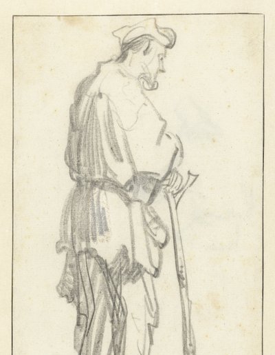 Standing Man with a Stick, Facing Right by Rembrandt van Rijn