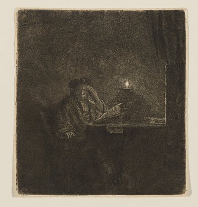 Student at a Table by Candlelight by Rembrandt van Rijn