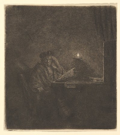 Student at a Table by Candlelight, ca. 1642 by Rembrandt van Rijn