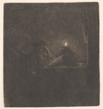 Student at a Table by Candlelight by Rembrandt van Rijn