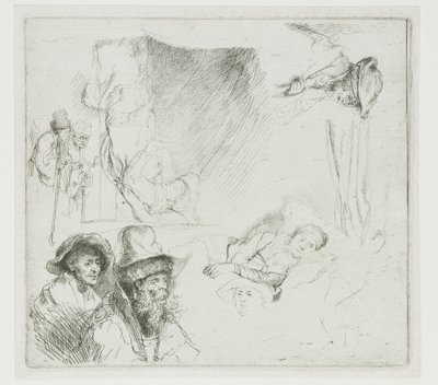 Study Sheet with Sick Woman in Bed by Rembrandt van Rijn