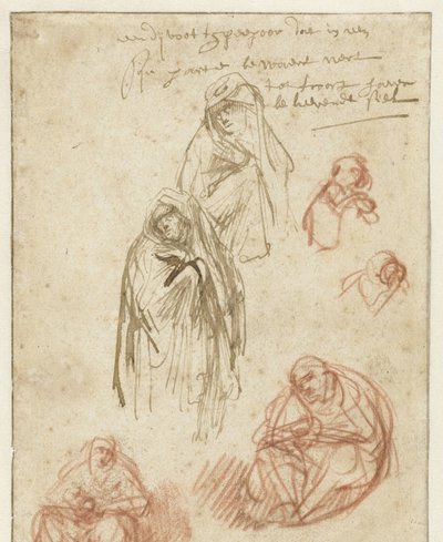 Studies of the Mourning Magdalen and the Virgin by Rembrandt van Rijn
