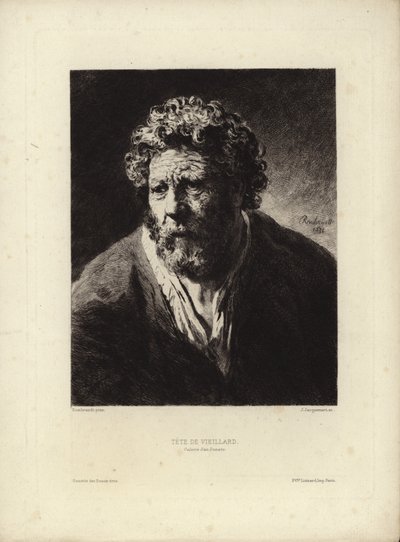 Tete de Viellard by Rembrandt Harmenszoon van Rijn. Engraved by Jules Jacquemart by Rembrandt van Rijn