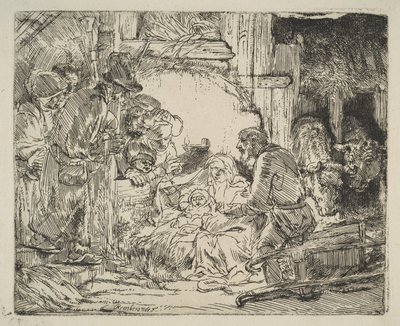 The Adoration of the Shepherds, with the lamp, ca. 1654 by Rembrandt van Rijn