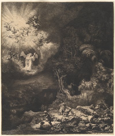 The Angel Appearing to the Shepherds by Rembrandt van Rijn