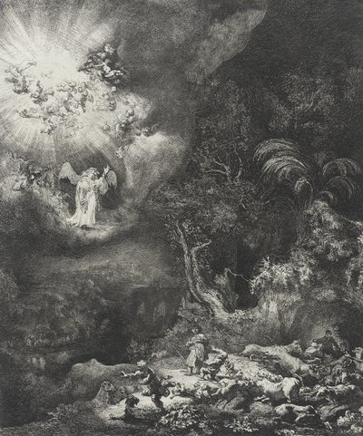 The Angel Appearing to the Shepherds by Rembrandt van Rijn
