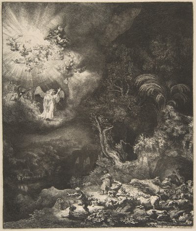 The Angel Appearing to the Shepherds, 1634 by Rembrandt van Rijn
