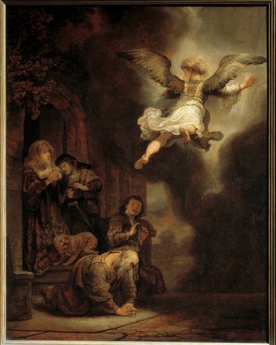 The Archangel Gabriel Leaving the Family of Tobias by Rembrandt van Rijn