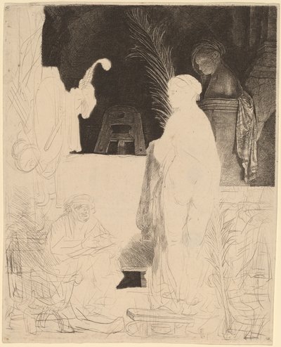 The Artist Drawing from the Model by Rembrandt van Rijn