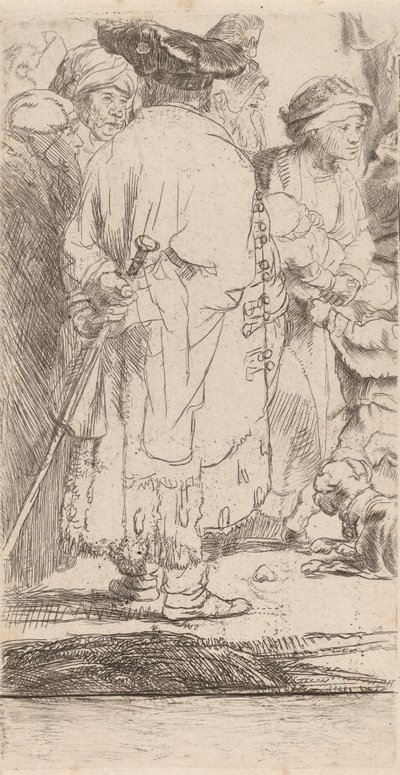 The Man with a Cane Fragment from the Hundred Guilder Print by Rembrandt van Rijn