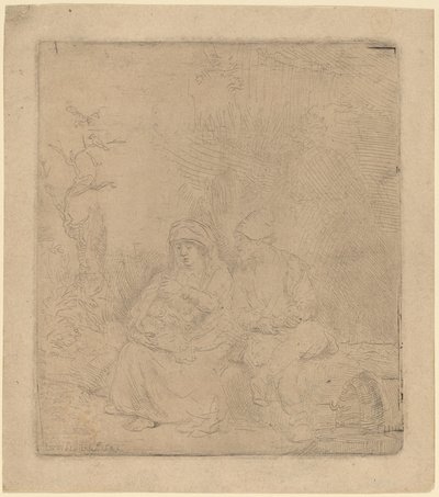 The Rest on the Flight: Lightly Etched by Rembrandt van Rijn