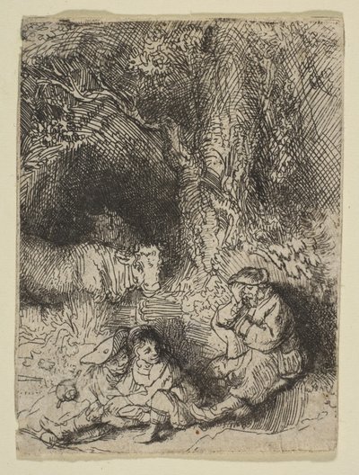 The Sleeping Herdsman by Rembrandt van Rijn