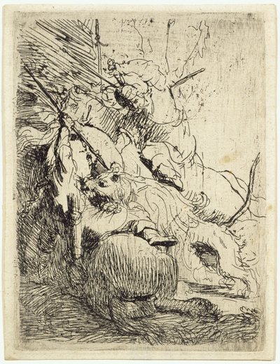 The Small Lion Hunt (with One Lion) by Rembrandt van Rijn