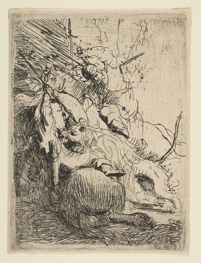 The Small Lion Hunt with One Lion, ca. 1629 by Rembrandt van Rijn