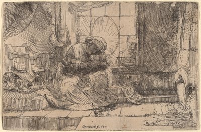 The Virgin and Child with the Cat and Snake by Rembrandt van Rijn