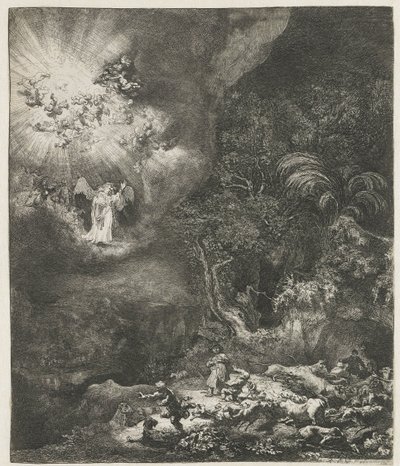 The Angel Appearing to the Shepherds by Rembrandt van Rijn