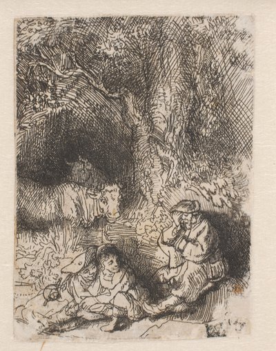 The Sleeping Herdsman by Rembrandt van Rijn