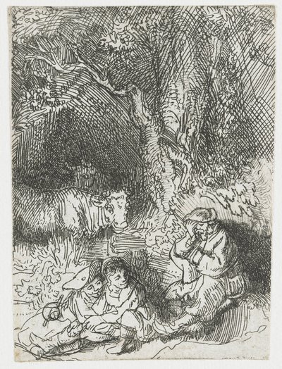 The Sleeping Herdsman by Rembrandt van Rijn