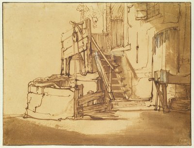 The Well in Front of the Farmhouse by Rembrandt van Rijn